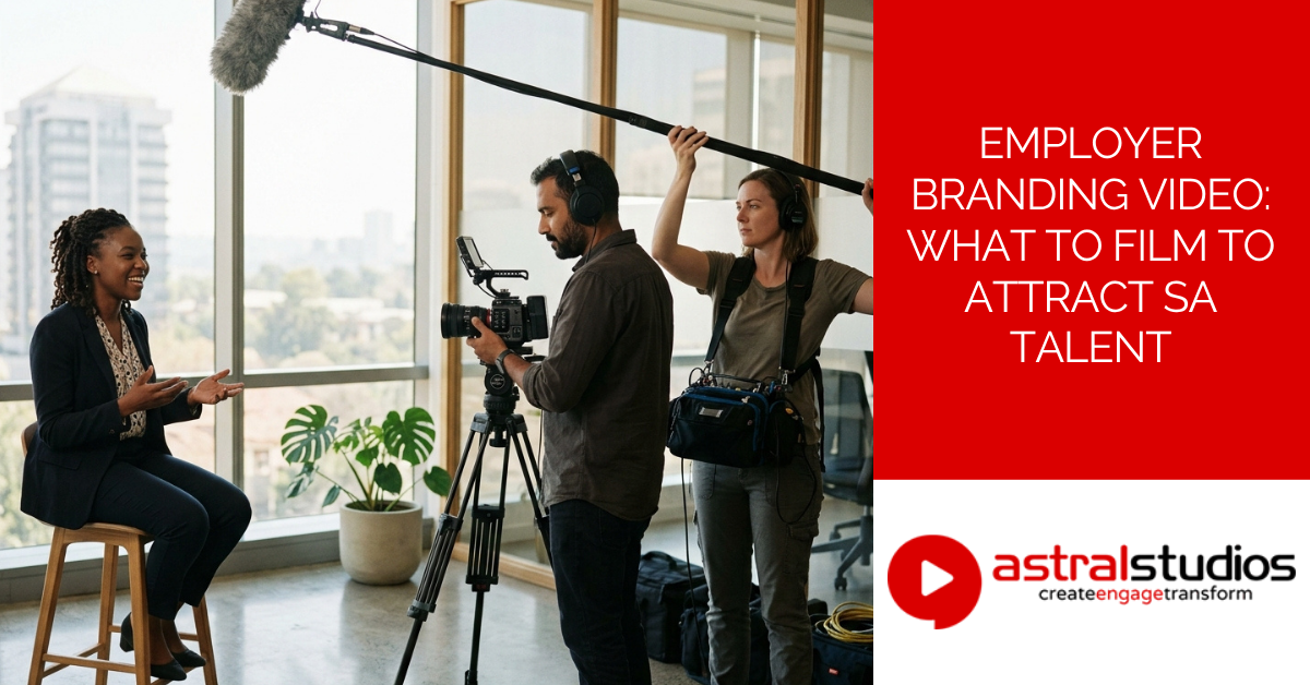 Employee being interviewed for an employer branding video in Sandton